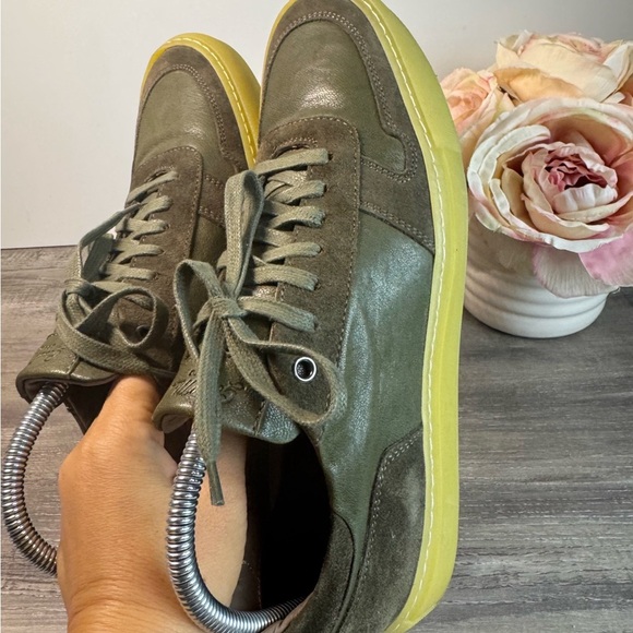 Goodman Modern London Edge Olive Green Leather Suede Snekers Mens 8 - Picture 5 of 12